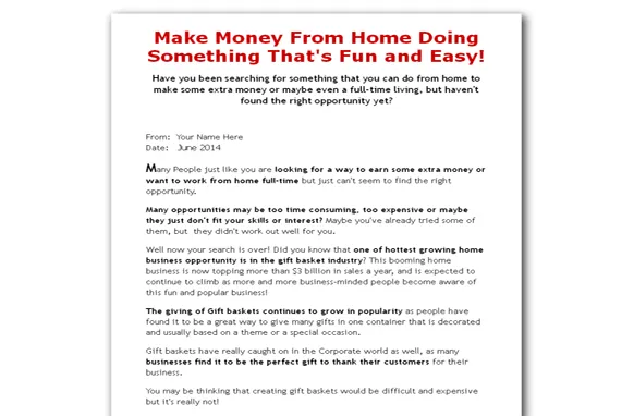 Gifts Baskets Home Business