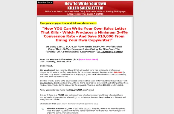 How To Write You Own Killer Sales Letter