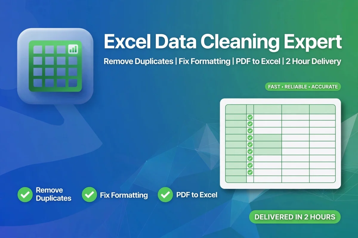 I will clean messy Excel data, remove duplicates in 2 hours