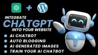 I will integrate the ChatGPT OpenAI API into your WordPress website for auto blogs and AI chatbots, 