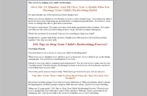 101 Tips To Stop Your Childs Bedwetting Forever