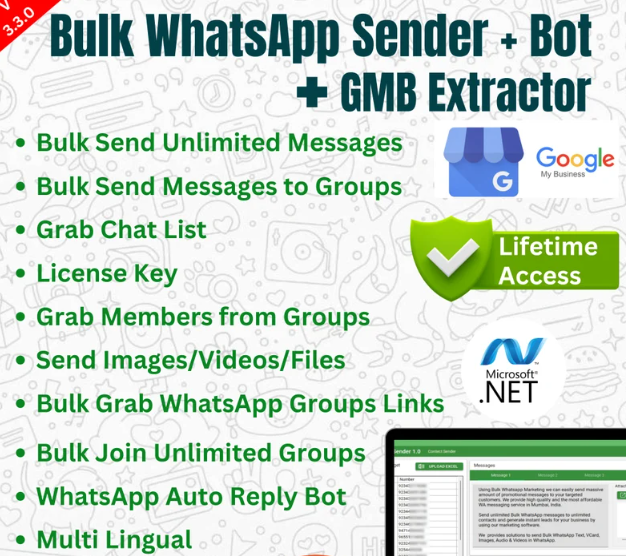 WhatsApp Bulk Sender with License Key + Google Map Extractor WhatsApp Group Sender with Automatic Up