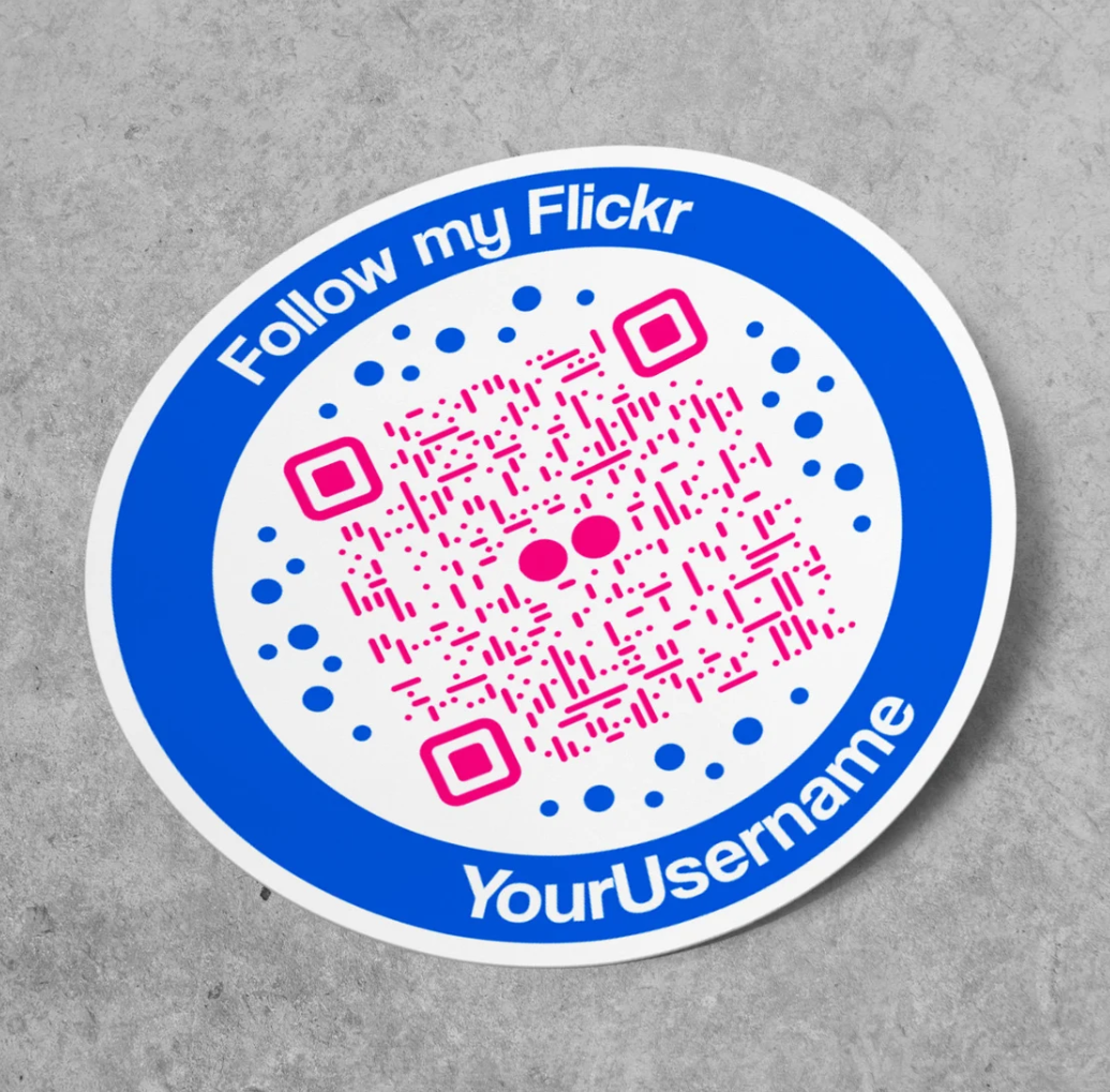 Customized Flickr QR Code Sticker | Personalized Circular QR Code | Custom Social Media Sticker | Cu