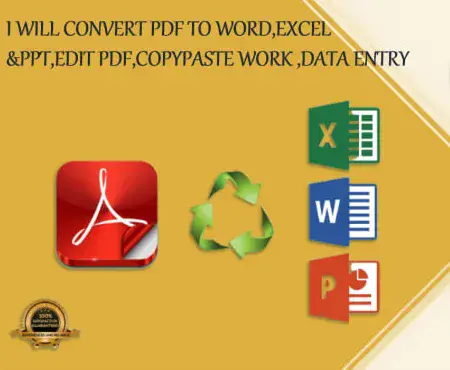 I will convert PDF to word and excel,edit pdf,copy paste,data entry