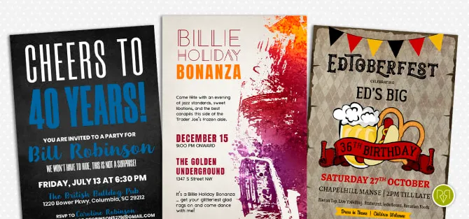 I will design invitations for your party or event