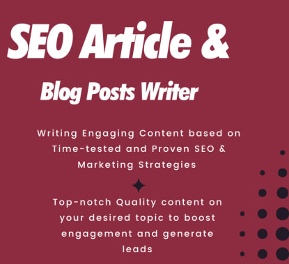 iI will be your SEO articles and blog posts writer