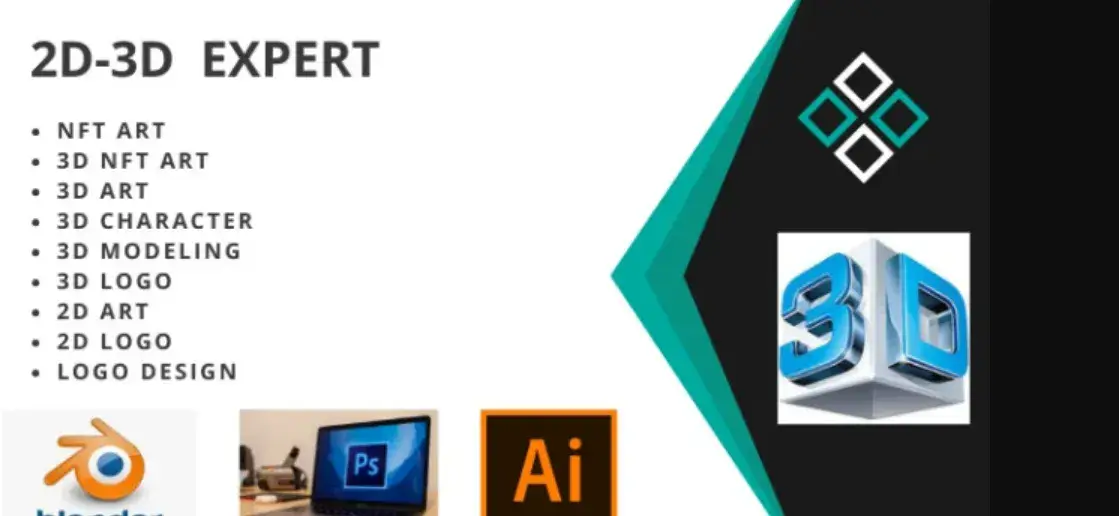 I will create 2d and 3d models and nft art in blender and ps