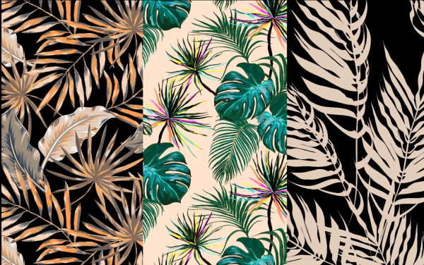 I will create seamless patterns featuring floral and tropical designs for you.